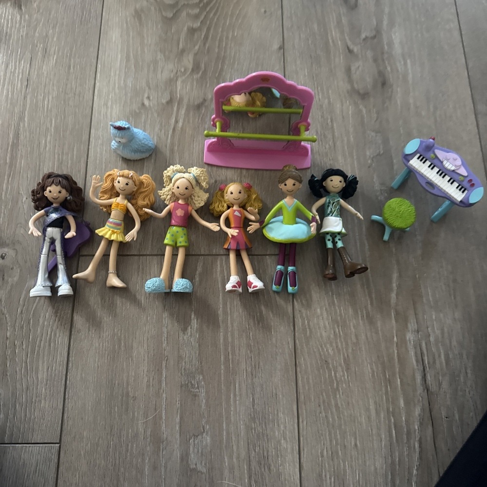 6 Vintage Groovy Girls Poseable Mini Dolls Piano Dance Mirror Lot